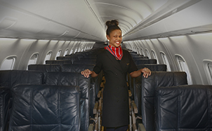 smiling flight attendant